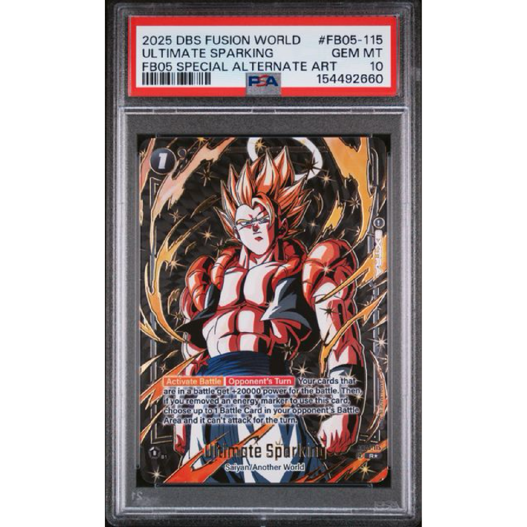 2025 DRAGON BALL SUPER CARD GAME FUSION WORLD RIVALS CLASH #FB05-115 ULTIMATE SPARKING FB05 SPECIAL ALTERNATE ART PSA 10