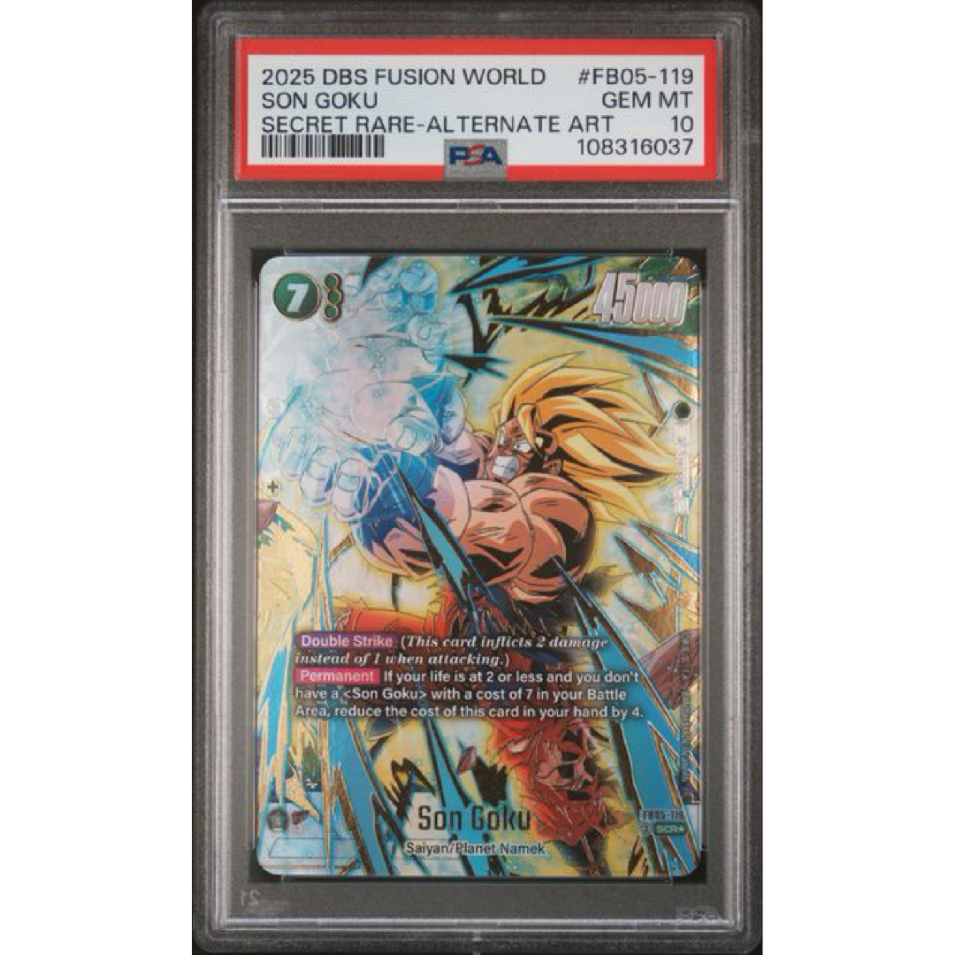 2025 DRAGON BALL SUPER CARD GAME FUSION WORLD NEW ADVENTURE #FB05-119 SON GOKU SECRET RARE-ALTERNATE ART PSA 10