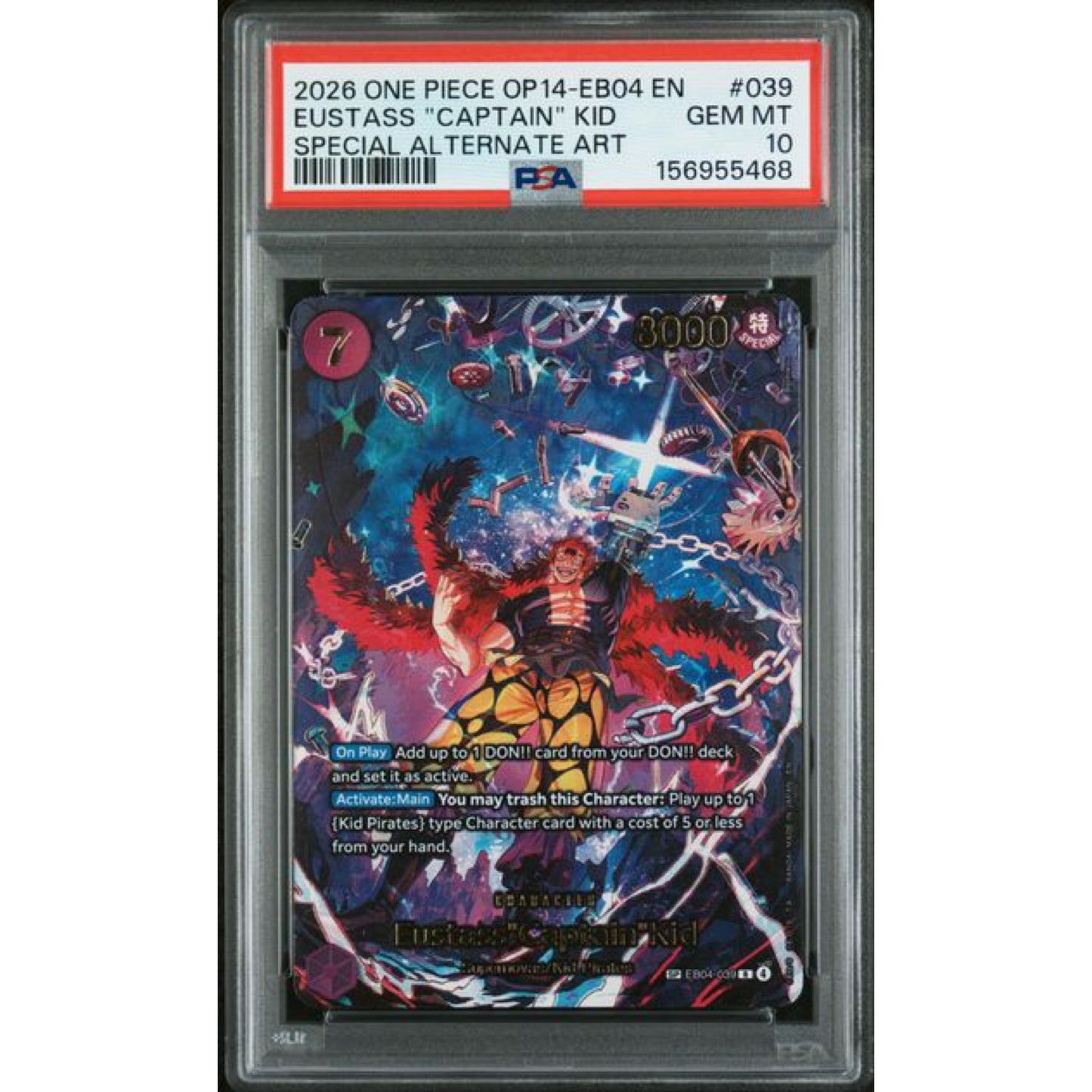 PSA 10 2026 ONE PIECE OP14-EB04 #039 EUSTASS CAPTAIN KID SPECIAL ALTERNATE ART