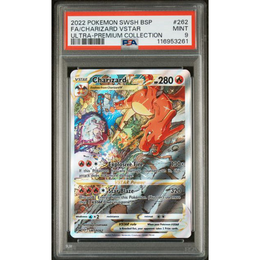 PSA 9 2022 POKEMON SWSH BLACK STAR PROMO #262 FA/CHARIZARD VSTAR ULTRA-PREMIUM COLLECTION