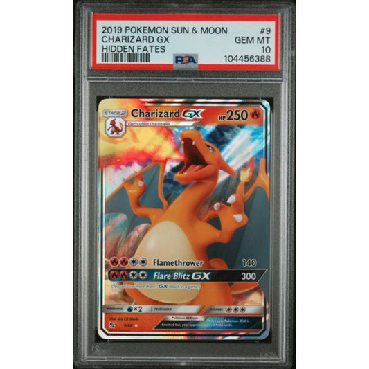 PSA 10 2019 POKEMON SUN & MOON HIDDEN FATES #9 CHARIZARD GX HIDDEN FATES