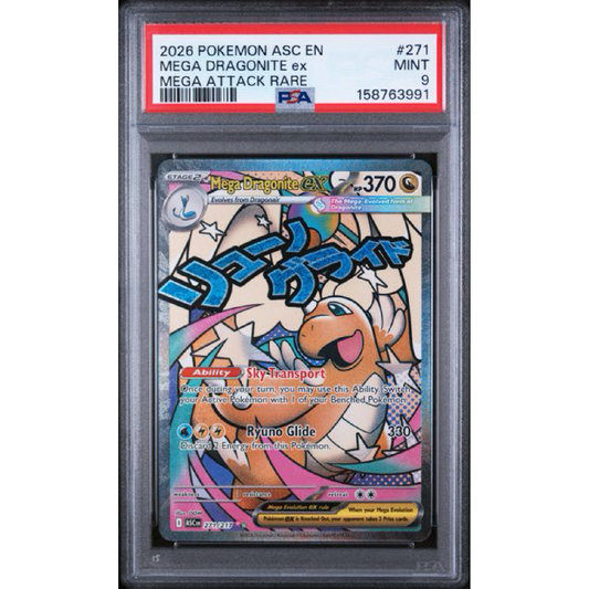 2026 POKEMON ASC EN-ASCENDED HEROES #271 MEGA DRAGONITE EX MEGA ATTACK RARE PSA 9