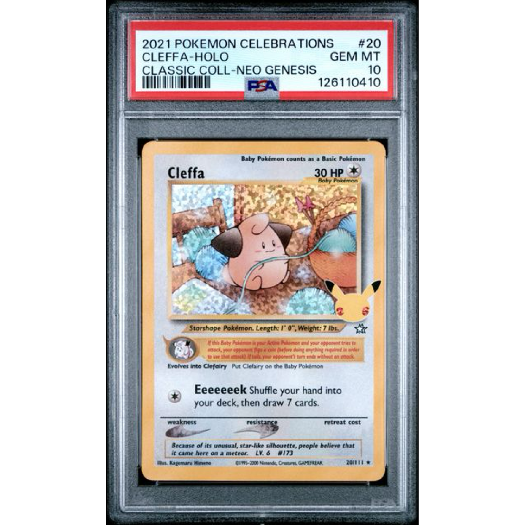 2021 POKEMON CELEBRATIONS CLASSIC COLLECTION #20 CLEFFA-HOLO CLASSIC COLL-NEO GENESIS PSA 10