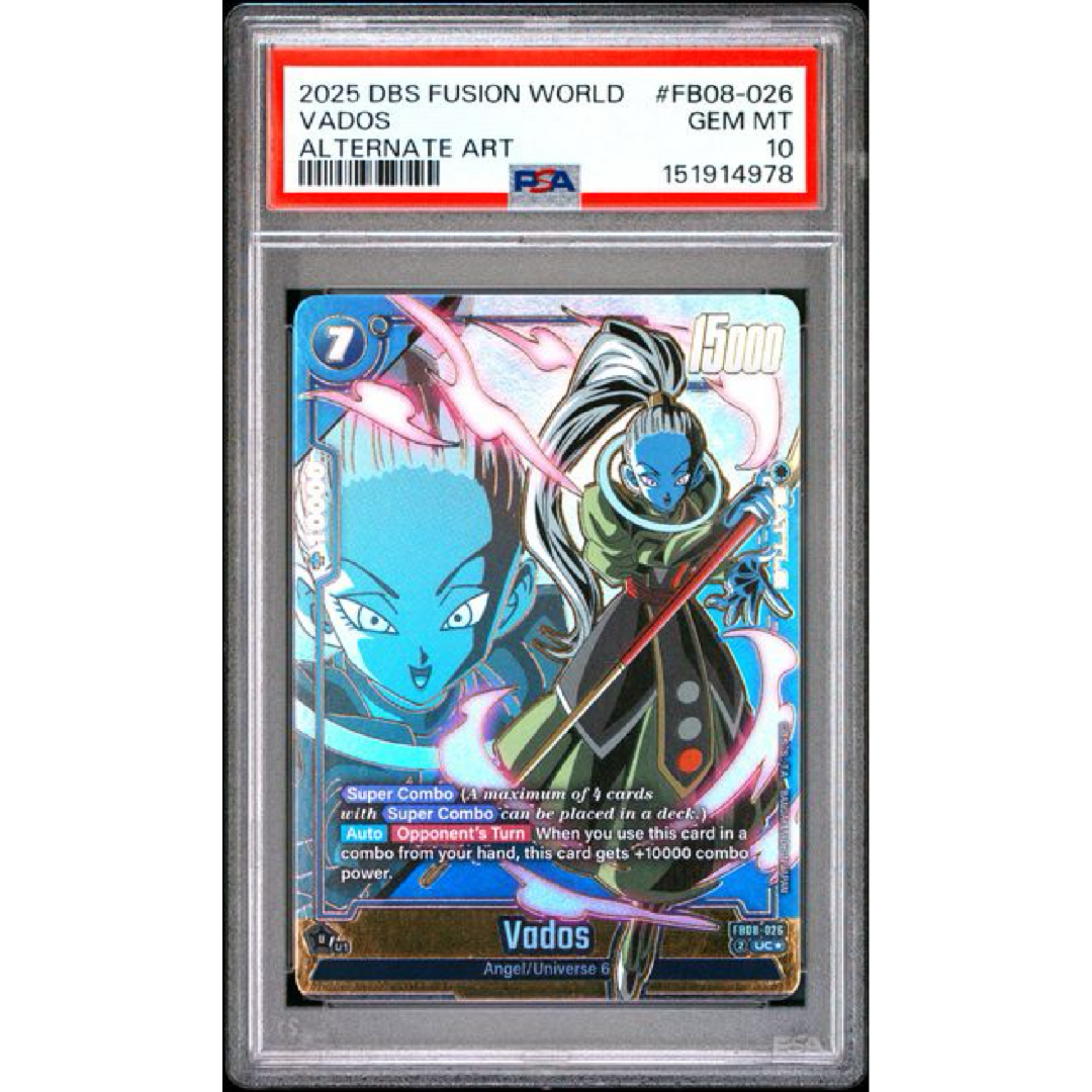 2025 DRAGON BALL SUPER CARD GAME FUSION WORLD SAIYAN'S PRIDE #FB08-026 VADOS ALTERNATE ART PSA 10
