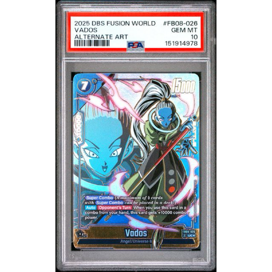 2025 DRAGON BALL SUPER CARD GAME FUSION WORLD SAIYAN'S PRIDE #FB08-026 VADOS ALTERNATE ART PSA 10