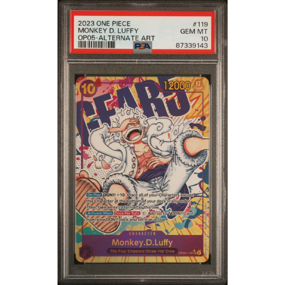 2023 ONE PIECE OP05-AWAKENING OF THE NEW ERA #119 MONKEY D. LUFFY ALTERNATE ART PSA 10