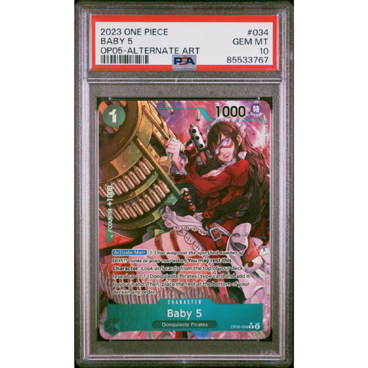 2023 ONE PIECE OP05-AWAKENING OF THE NEW ERA #034 BABY 5 ALTERNATE ART PSA 10