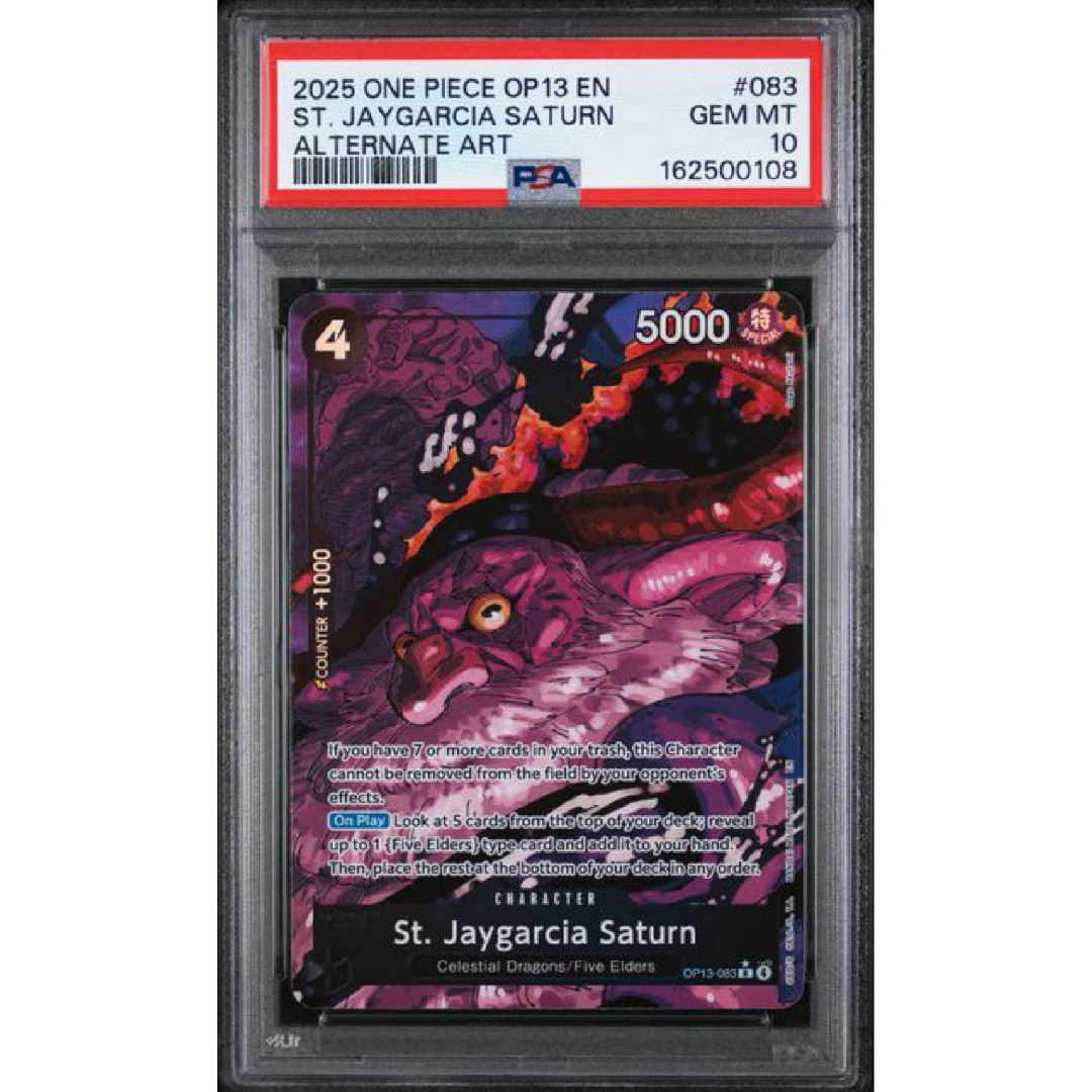 2025 ONE PIECE OP13-CARRYING ON HIS WILL #083 ST. JAYGARCIA SATURN ALTERNATE ART PSA 10
