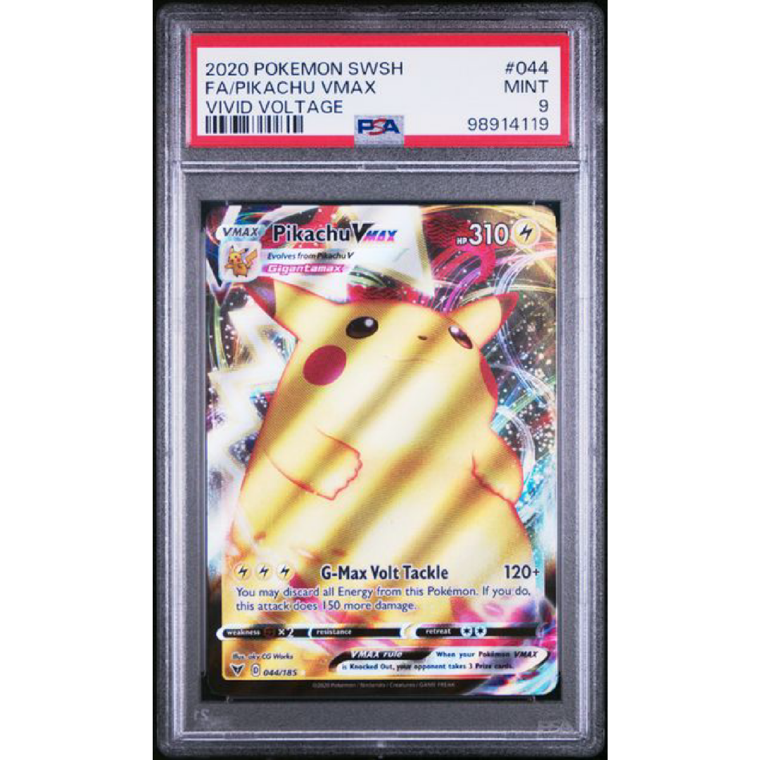 2020 POKEMON SWORD & SHIELD VIVID VOLTAGE #044 FA/PIKACHU VMAX VIVID VOLTAGE PSA 9