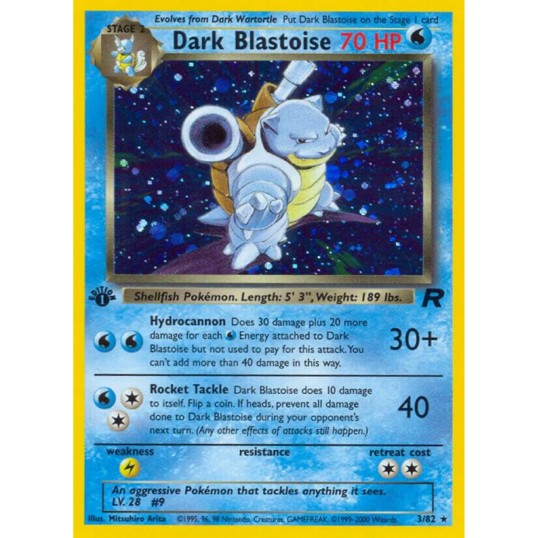 Dark Blastoise (3) - Team Rocket (TR) 1st Edition Damaged