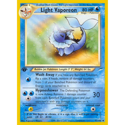 Light Vaporeon - Neo Destiny (N4) Near Mint 1st Edition