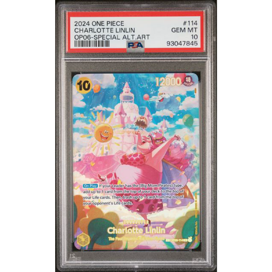 2024 ONE PIECE OP06-WINGS OF THE CAPTAIN #114 CHARLOTTE LINLIN SPECIAL ALTERNATE ART PSA 10