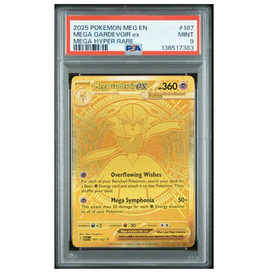 2025 POKEMON MEG EN-MEGA EVOLUTION #187 MEGA GARDEVOIR EX MEGA HYPER RARE PSA 9