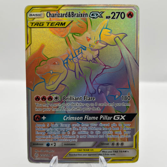 Charizard & Braixen GX (Secret) - SM - Cosmic Eclipse *Damaged* Single Card
