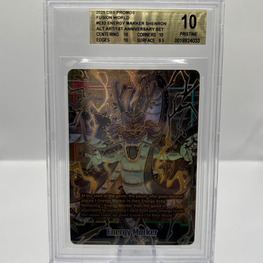 2025 BECKETT 10 DRAGON BALL Z FUSION WOLRD ENERGY MARKER (GOLD) E-32