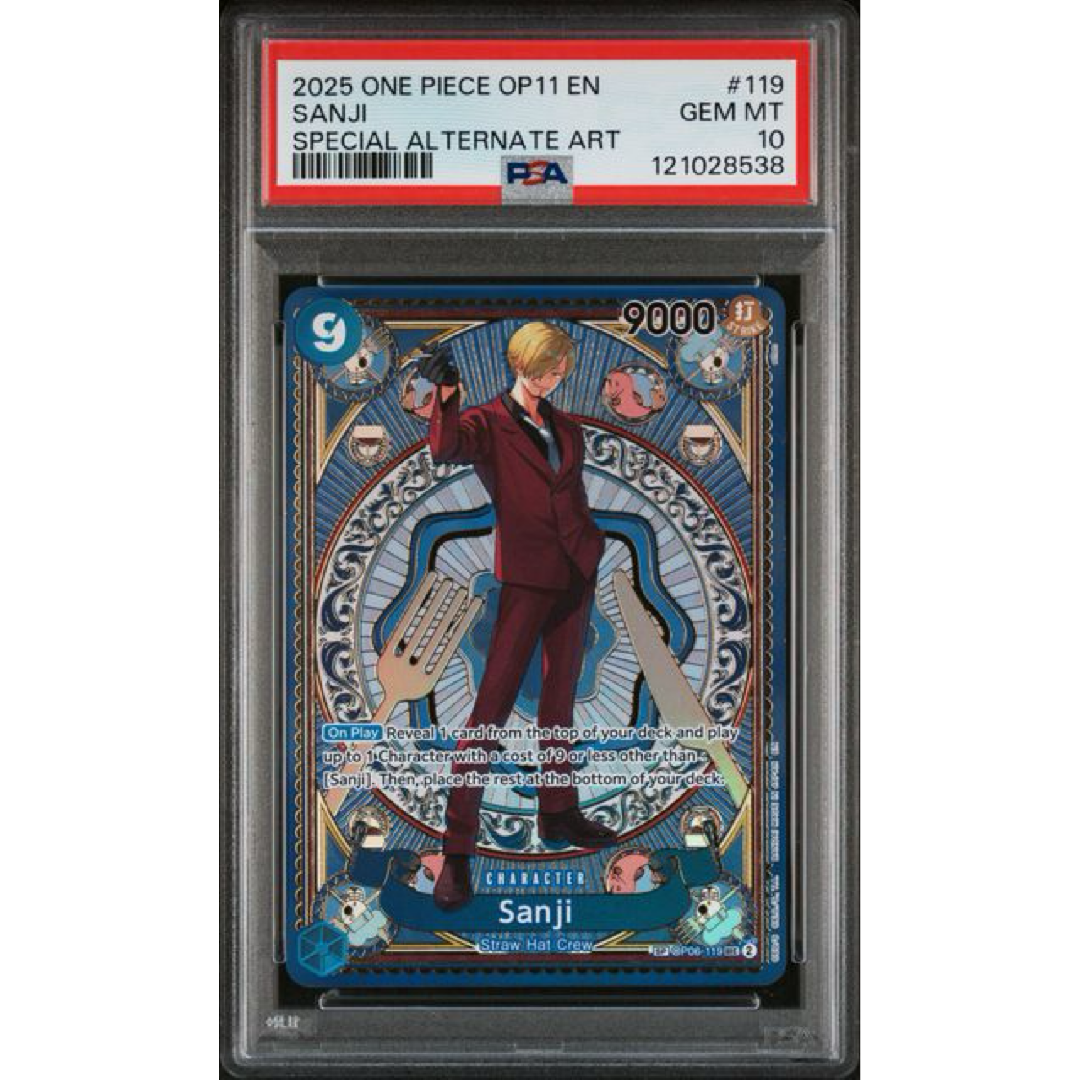 PSA 10 2025 ONE PIECE OP11-A FIST OF DIVINE SPEED #119 SANJI SPECIAL ALTERNATE ART