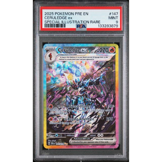 PSA 9 2025 POKEMON PRE EN-PRISMATIC EVOLUTIONS #147 CERULEDGE EX SPECIAL ILLUSTRATION RARE
