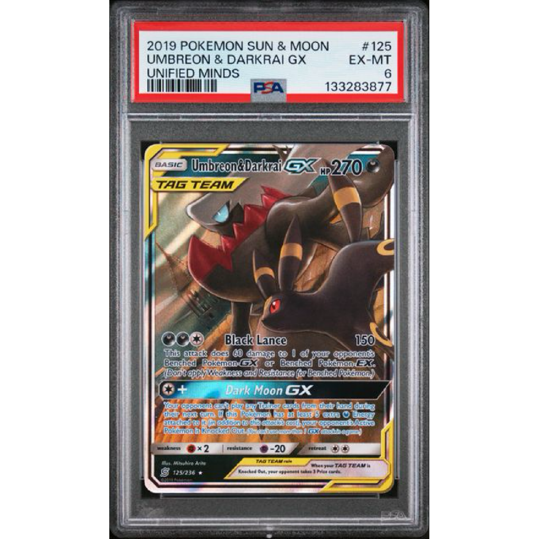 PSA 6 2019 POKEMON SUN & MOON UNIFIED MINDS #125 UMBREON & DARKRAI GX UNIFIED MINDS