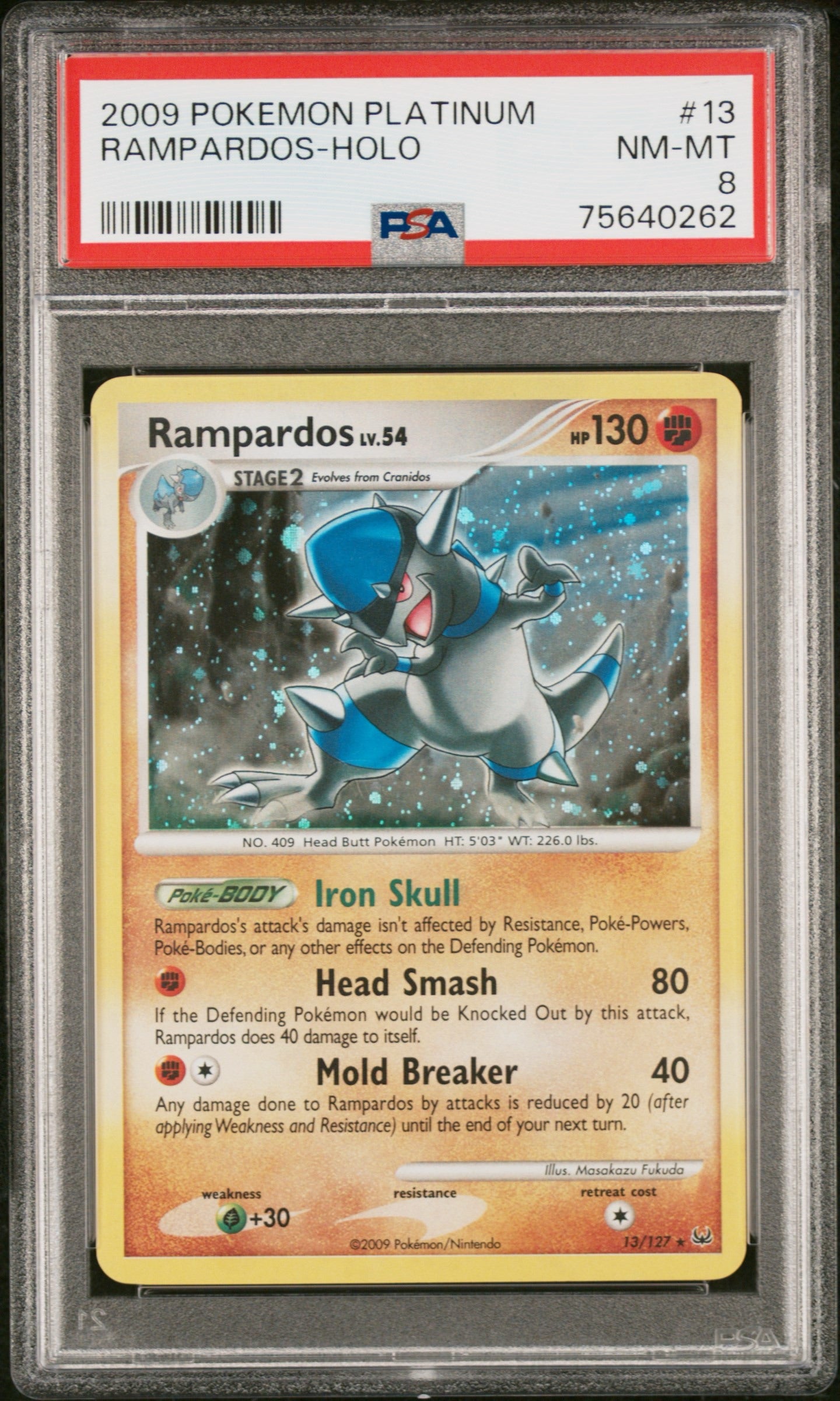 PSA 8 2009 POKEMON PLATINUM #13 RAMPARDOS-HOLO