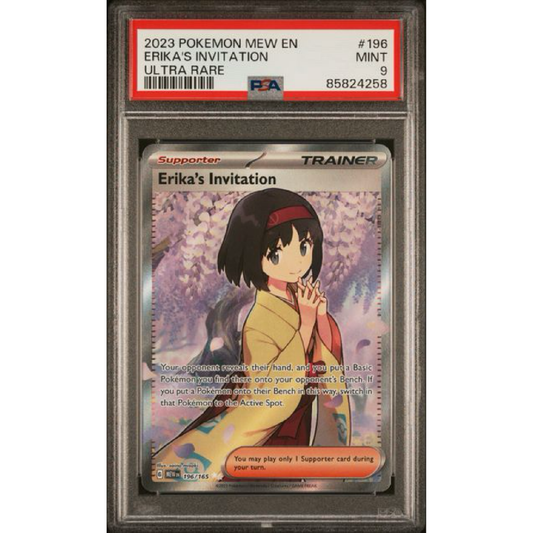 PSA 9 2023 POKEMON MEW EN-151 #196 ERIKA'S INVITATION ULTRA RARE