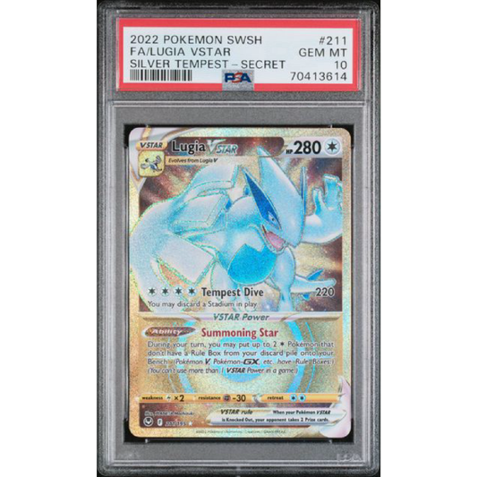 PSA 10 2022 POKEMON SWORD & SHIELD SILVER TEMPEST #211 FA/LUGIA VSTAR SILVER TEMPEST-SECRET