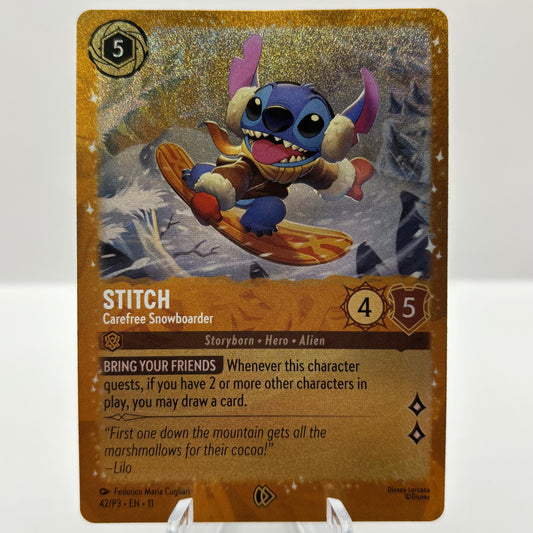 Stitch - Carefree Snowboarder - Disney Lorcana Unsealed Pr Single Card