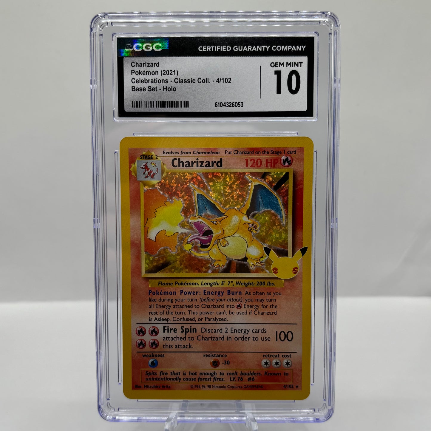 CGC 10 POKEMON 2021 CHARIZARD - BASE SET HOLO - CELEBRATIONS 4/102