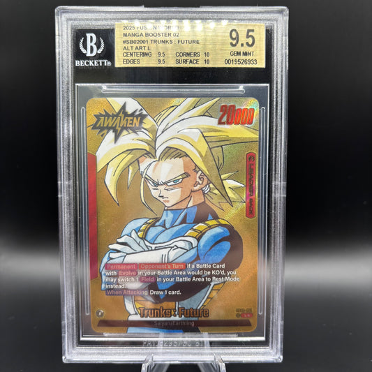 Beckett 9.5 2025 Fusion World Manga Booster SB02-001 Gold Trunks:Future Alt Art Leader