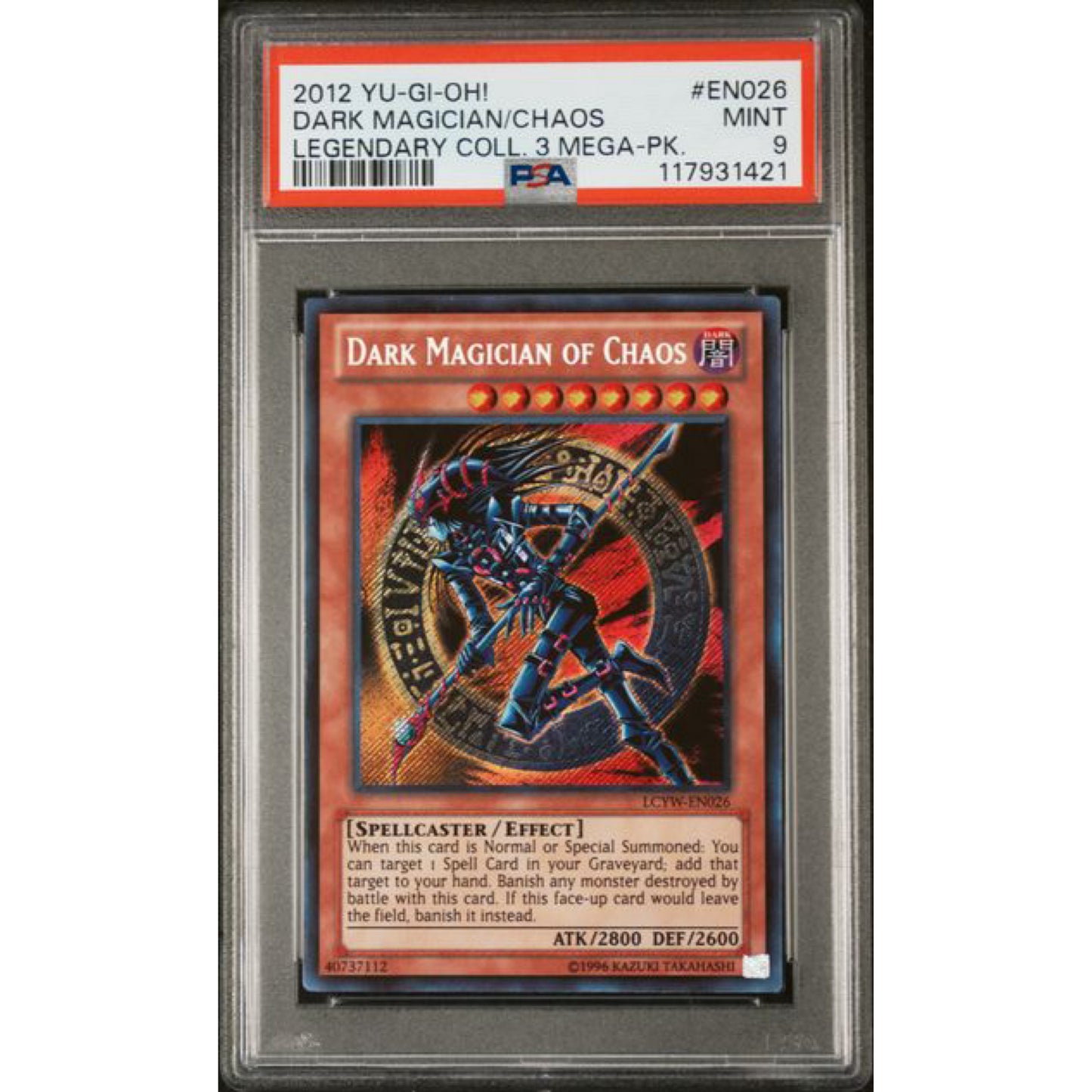 PSA 9 2012 YU-GI-OH! LEGENDARY COLLECTION 3 MEGA-PACK #EN026 DARK MAGICIAN/CHAOS LEGENDARY COLL. 3 MEGA-PK.
