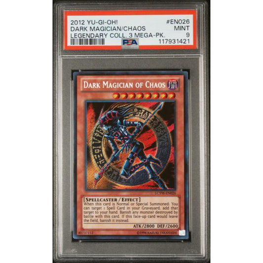 PSA 9 2012 YU-GI-OH! LEGENDARY COLLECTION 3 MEGA-PACK #EN026 DARK MAGICIAN/CHAOS LEGENDARY COLL. 3 MEGA-PK.