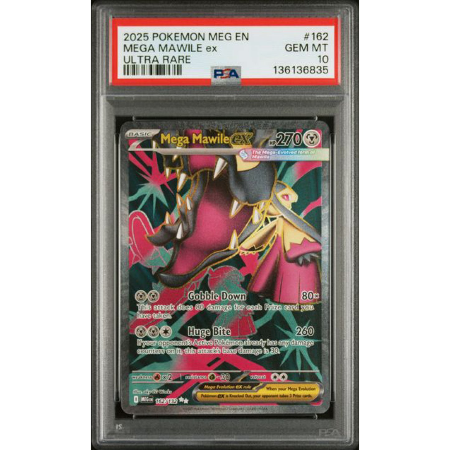 PSA 10 2025 POKEMON MEG EN-MEGA EVOLUTION #162 MEGA MAWILE EX ULTRA RARE