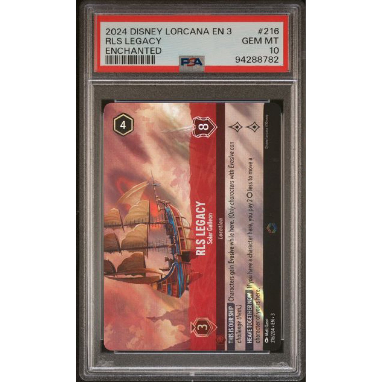 PSA 10 2024 DISNEY LORCANA EN 3-INTO THE INKLANDS #216 RLS LEGACY ENCHANTED