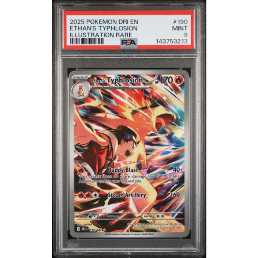 2025 POKEMON DRI EN-DESTINED RIVALS #190 ETHAN'S TYPHLOSION ILLUSTRATION RARE PSA9