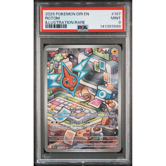2025 POKEMON DRI EN-DESTINED RIVALS #197 ROTOM ILLUSTRATION RARE PSA9