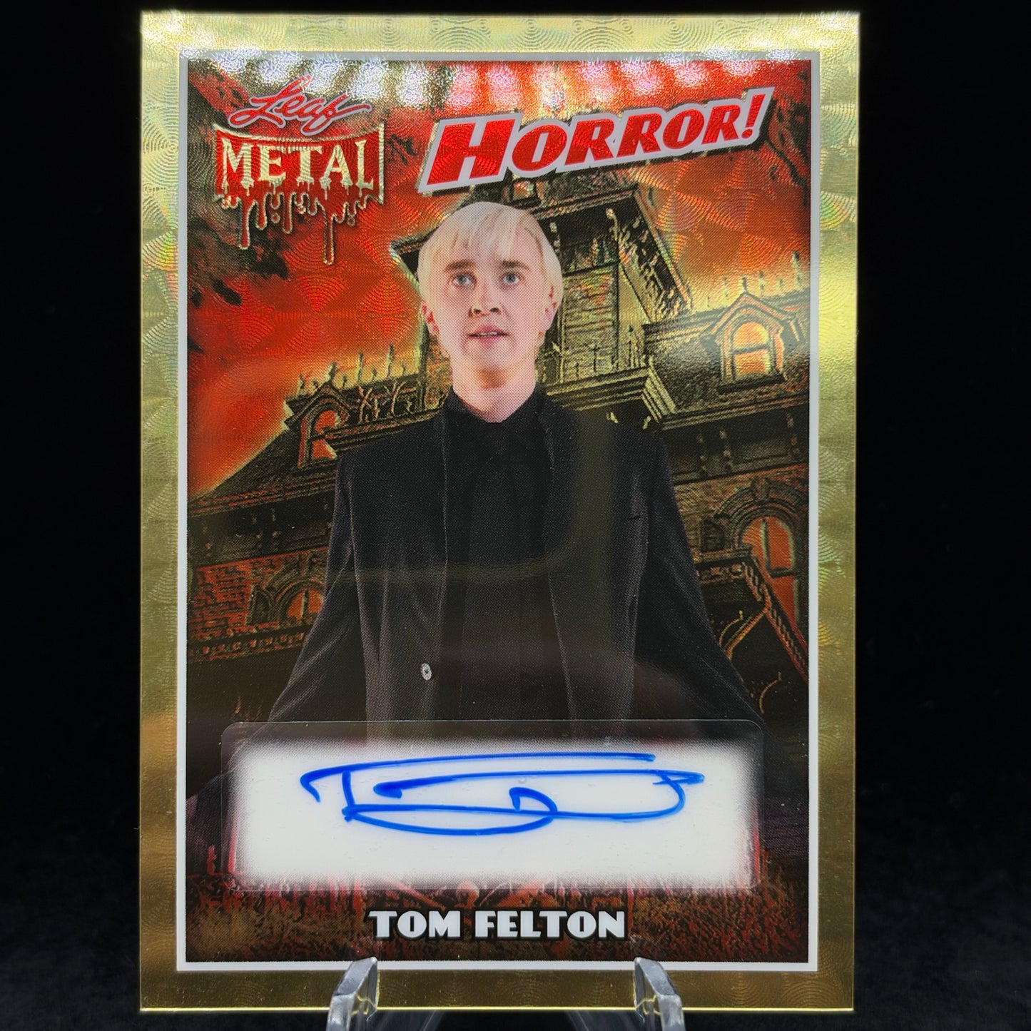 Leaf Metal Horror! Autograph Tom Felton 1 Of 1 Single Card [W/ One Touch Magnetic Case]