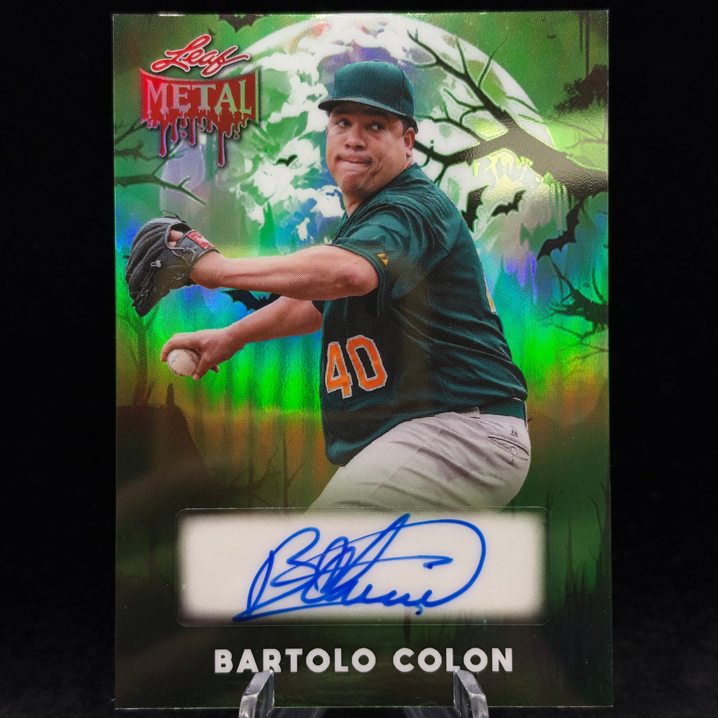 Leaf Metal Horror! Autograph Bartolo Colon 2 Of 5 Single Card [W/ One Touch Magnetic Case]