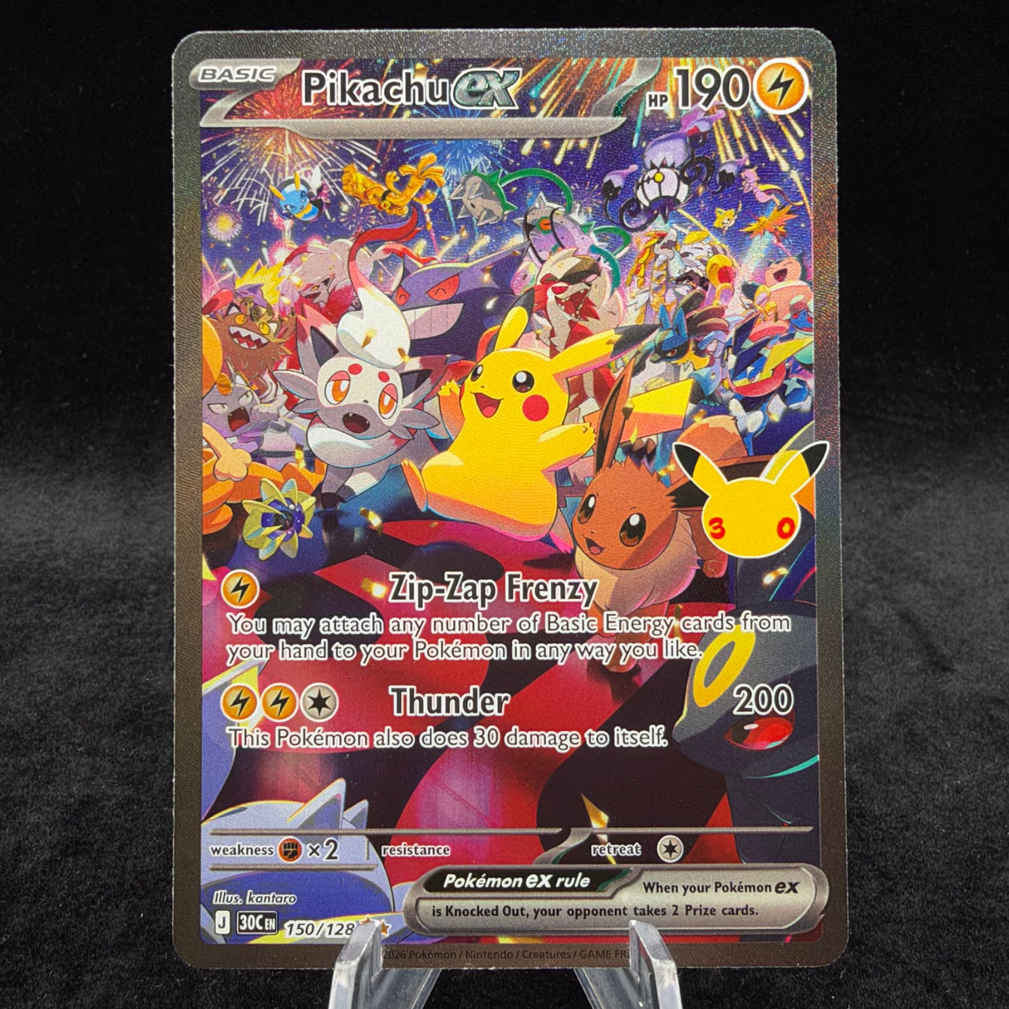 Pikachu ex - 150/128 - ME: 30th Celebration Single Card