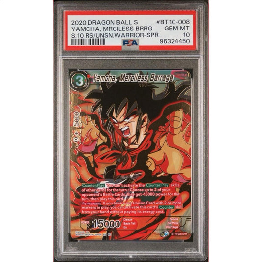 PSA 10: Yamcha, Merciless Barrage [Dragon Ball] - Trading Card Game