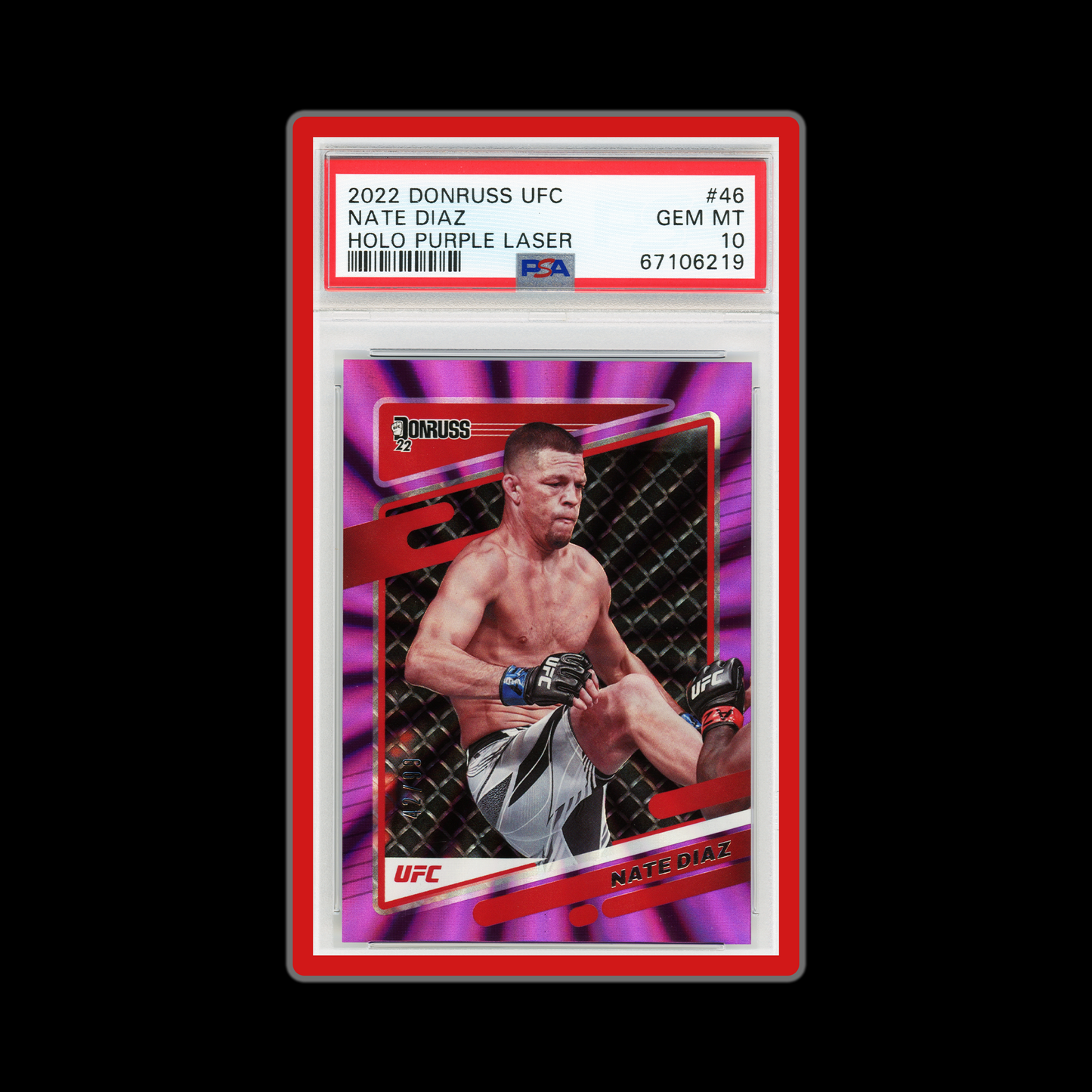 2022 Don Russ UFC Nate Diaz Purple Laser # 42/99 (PSA 10)
